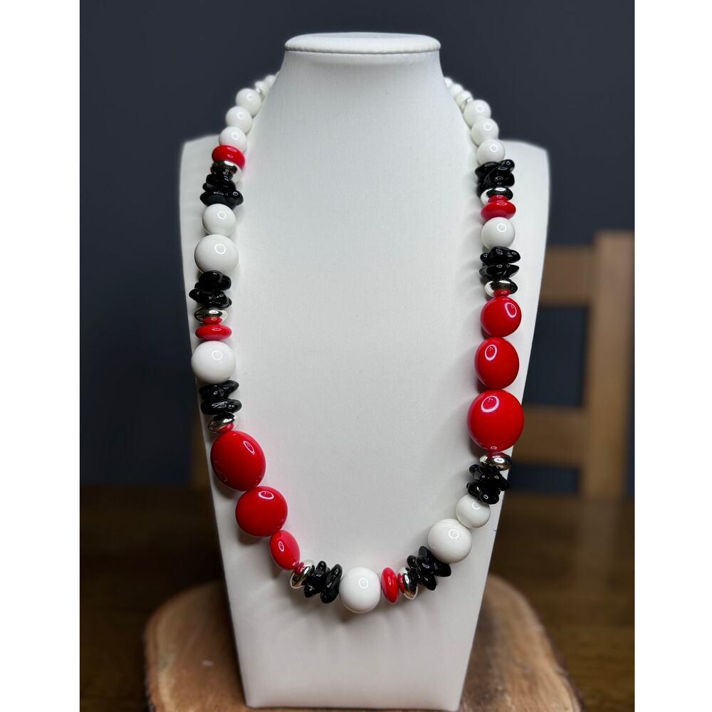 Art Deco Genuine Lucite Necklace Twist On Back.